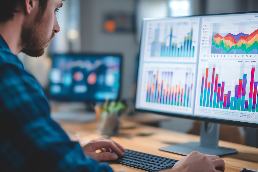 A dashboard-style visual of analytics and metrics used to optimize marketing funnel conversions.